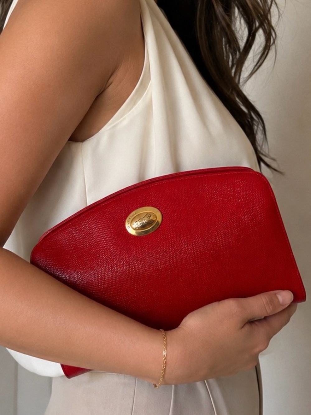 St. Bernard Paris embossed lizard skin Leather Clutch bag NWOT